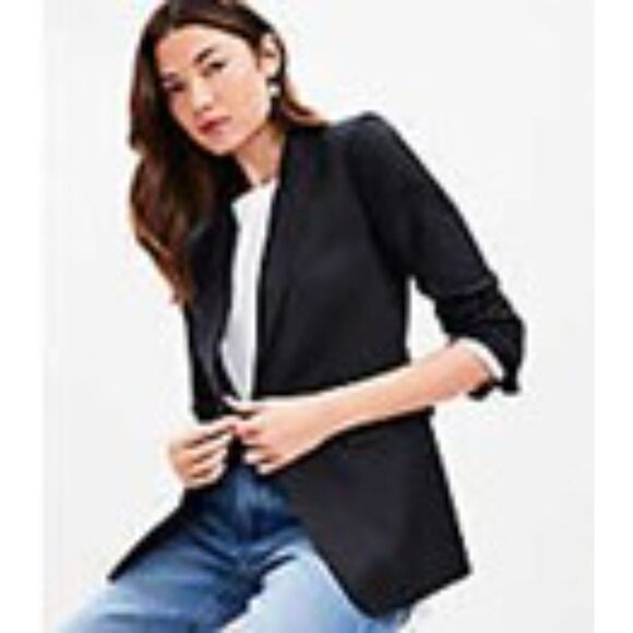 NWT Loft Peak Lapel Modern Blazer in Black Women's Size 12 - Picture 3 of 10